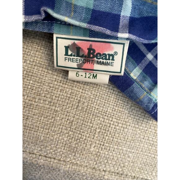 Vintage LL BEAN 6-12 Months Plaid One Piece Baby Romper Bubble Snap Preppy - Picture 9 of 11